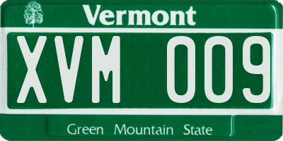 VT license plate XVM009