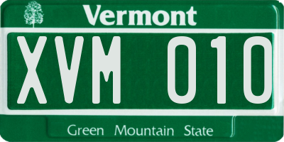 VT license plate XVM010