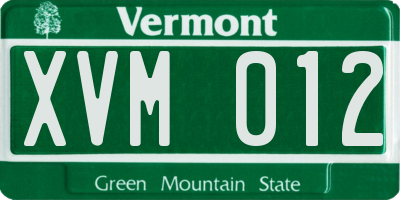 VT license plate XVM012
