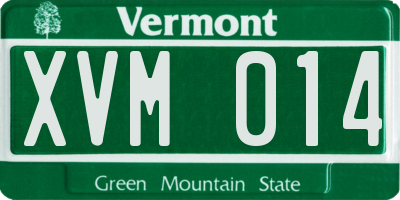 VT license plate XVM014