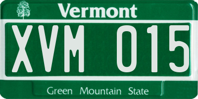 VT license plate XVM015
