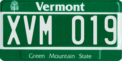 VT license plate XVM019