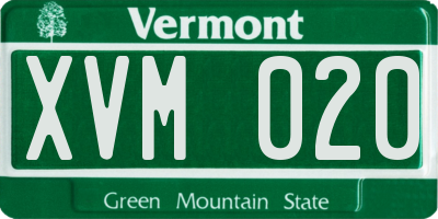 VT license plate XVM020