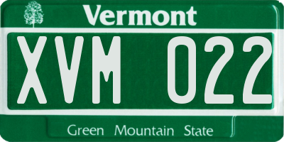 VT license plate XVM022