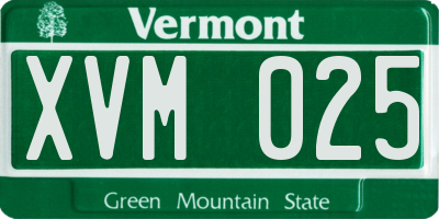 VT license plate XVM025