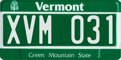 VT license plate XVM031