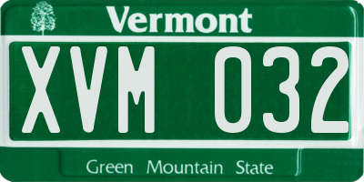 VT license plate XVM032