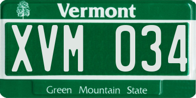 VT license plate XVM034