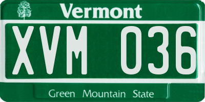VT license plate XVM036