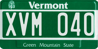 VT license plate XVM040