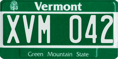 VT license plate XVM042