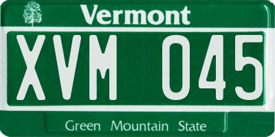 VT license plate XVM045