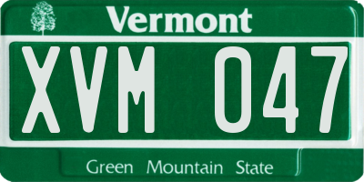 VT license plate XVM047
