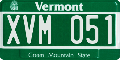 VT license plate XVM051