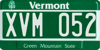 VT license plate XVM052