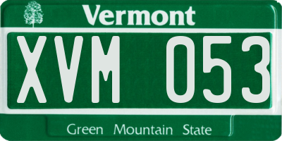 VT license plate XVM053