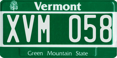 VT license plate XVM058