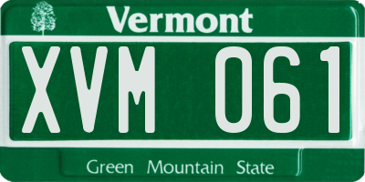 VT license plate XVM061