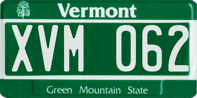 VT license plate XVM062