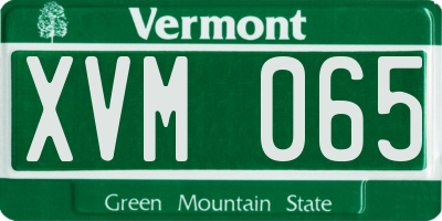 VT license plate XVM065