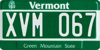 VT license plate XVM067