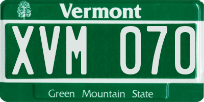 VT license plate XVM070