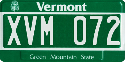 VT license plate XVM072