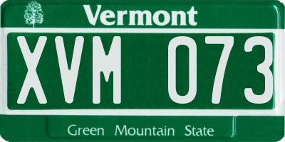 VT license plate XVM073