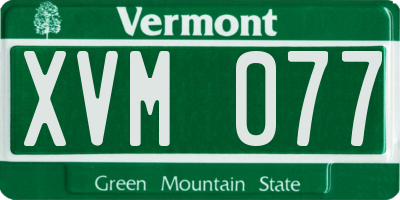VT license plate XVM077