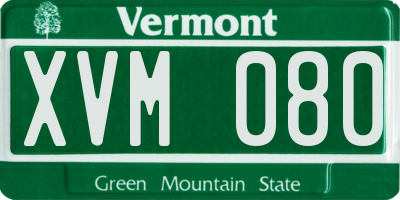 VT license plate XVM080