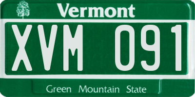 VT license plate XVM091