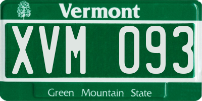 VT license plate XVM093