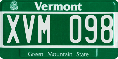 VT license plate XVM098