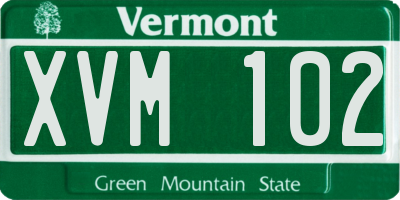 VT license plate XVM102