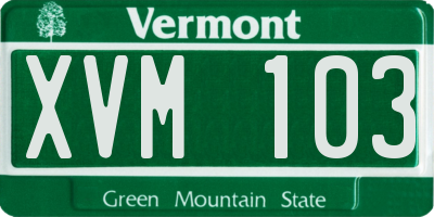 VT license plate XVM103