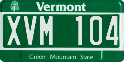 VT license plate XVM104