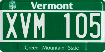 VT license plate XVM105