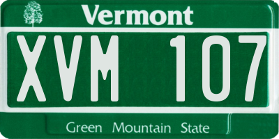 VT license plate XVM107