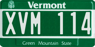 VT license plate XVM114