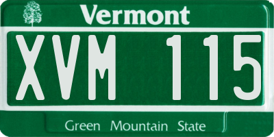 VT license plate XVM115