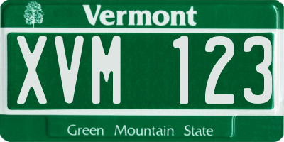 VT license plate XVM123