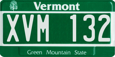 VT license plate XVM132
