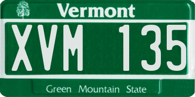VT license plate XVM135