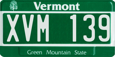 VT license plate XVM139