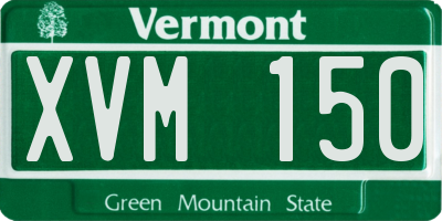 VT license plate XVM150