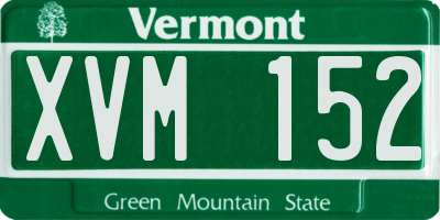 VT license plate XVM152