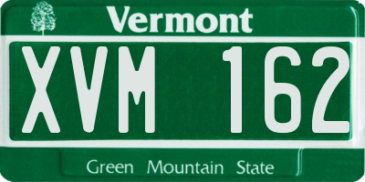 VT license plate XVM162