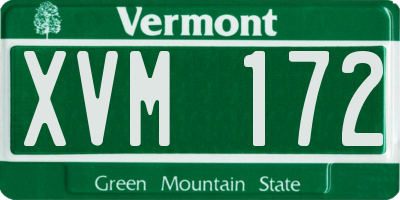 VT license plate XVM172