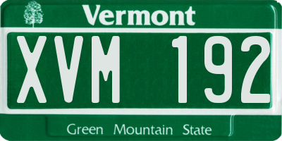 VT license plate XVM192