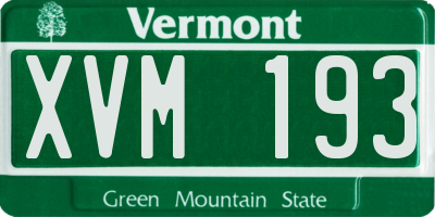 VT license plate XVM193